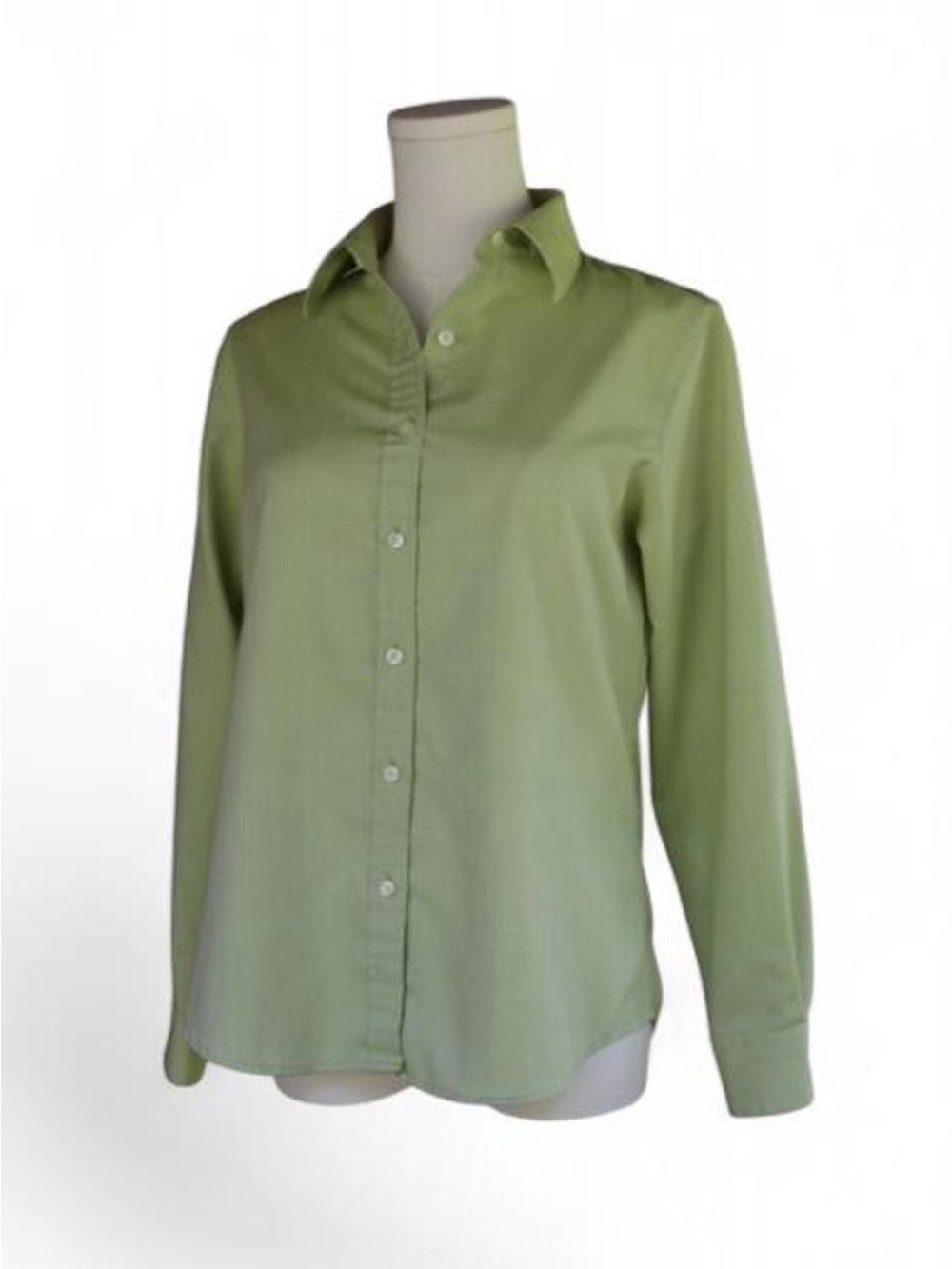 Foxcroft June No-Iron Stretch Button Down Shirt Celery Green Petite XS